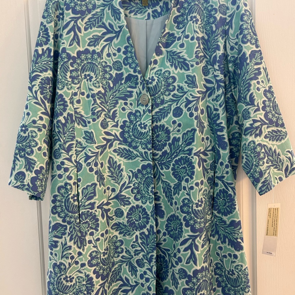 Sigrid Olsen Signature Tunic Jacket Island Flower 3/4 Sleeve size Medium - Picture 3 of 10